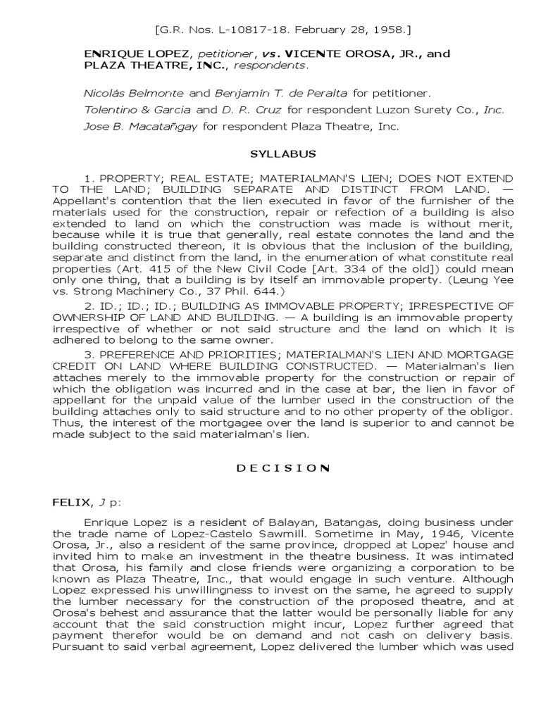 Materialman's Lien on Real Estate Case | PDF | Mortgage Law | Foreclosure