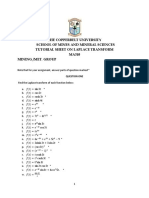 The Copperbelt University School of Mines and Mineral Sciences Tutorial Sheet On Laplace Transform MA310 Mining /met. Group