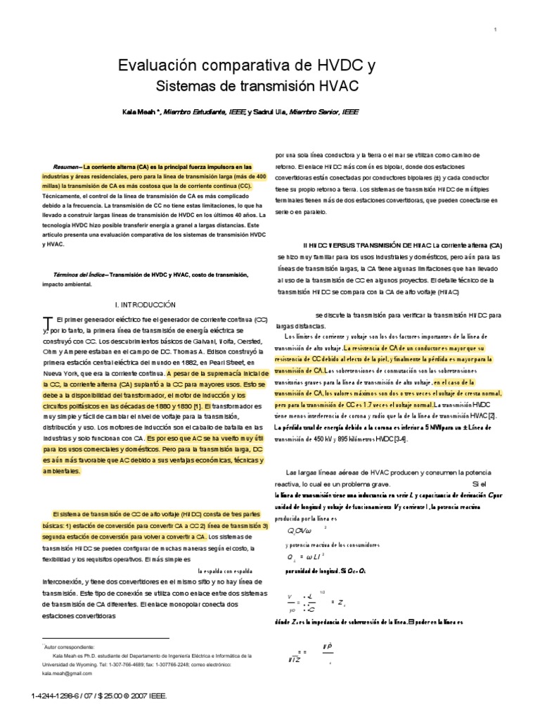 Comparative Evaluation of HVDC and HVAC Transmission Systems - En.es ...