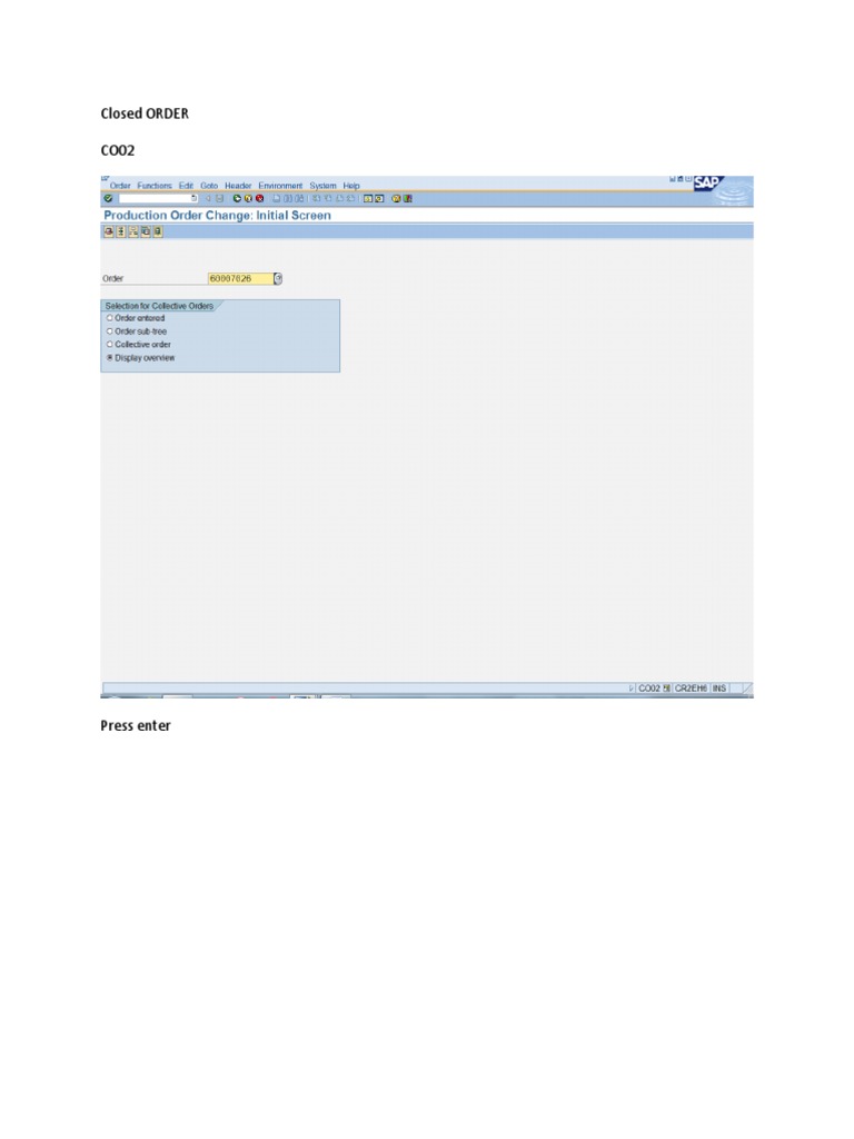 Closed Order Processing in CO02 | PDF