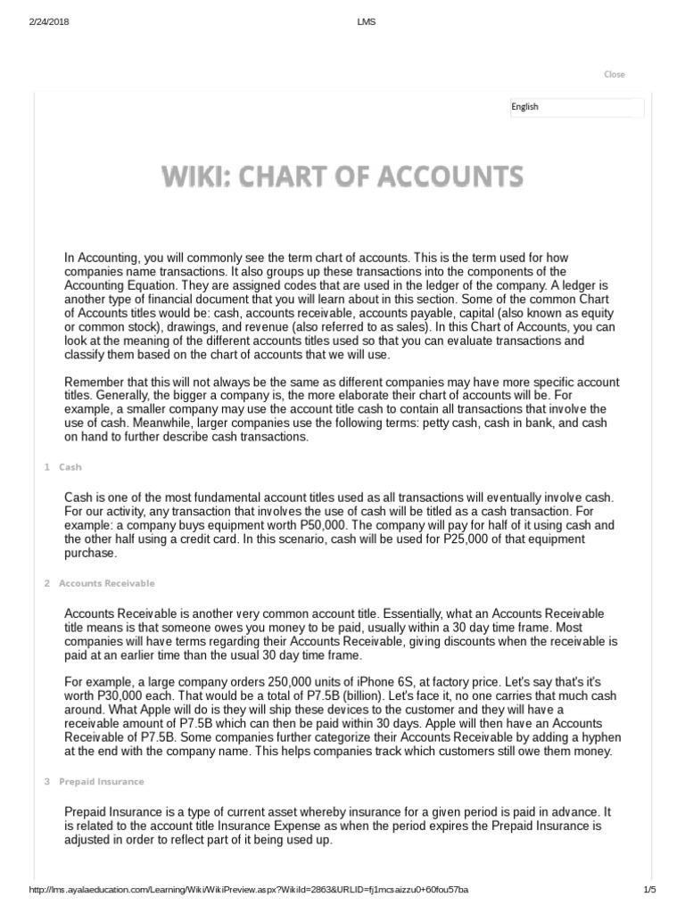 Charts Of Accounts Pdf Download Free Pdf Expense Accounts Payable