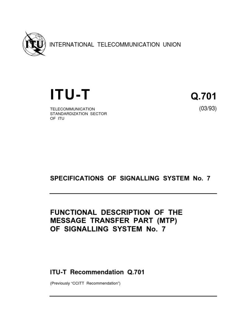 ITU-T Recommendation Q.701 Overview | PDF | Itu T | Computer Network