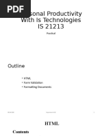 Personal Productivity With Is Technologies IS 21213: Practical