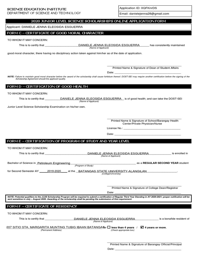 DOST Scholarship Application Forms 2025 | PDF | Government Information ...