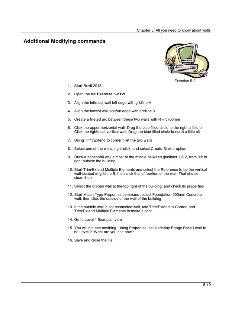 Revit 2018: Wall Modifying Commands Guide | PDF