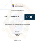 Title of Report : San Beda College Alabang