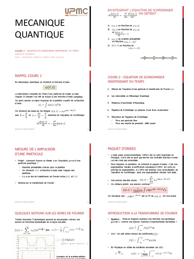 Équation de Schrödinger en Mécanique Quantique | PDF | Fonction d'onde ...