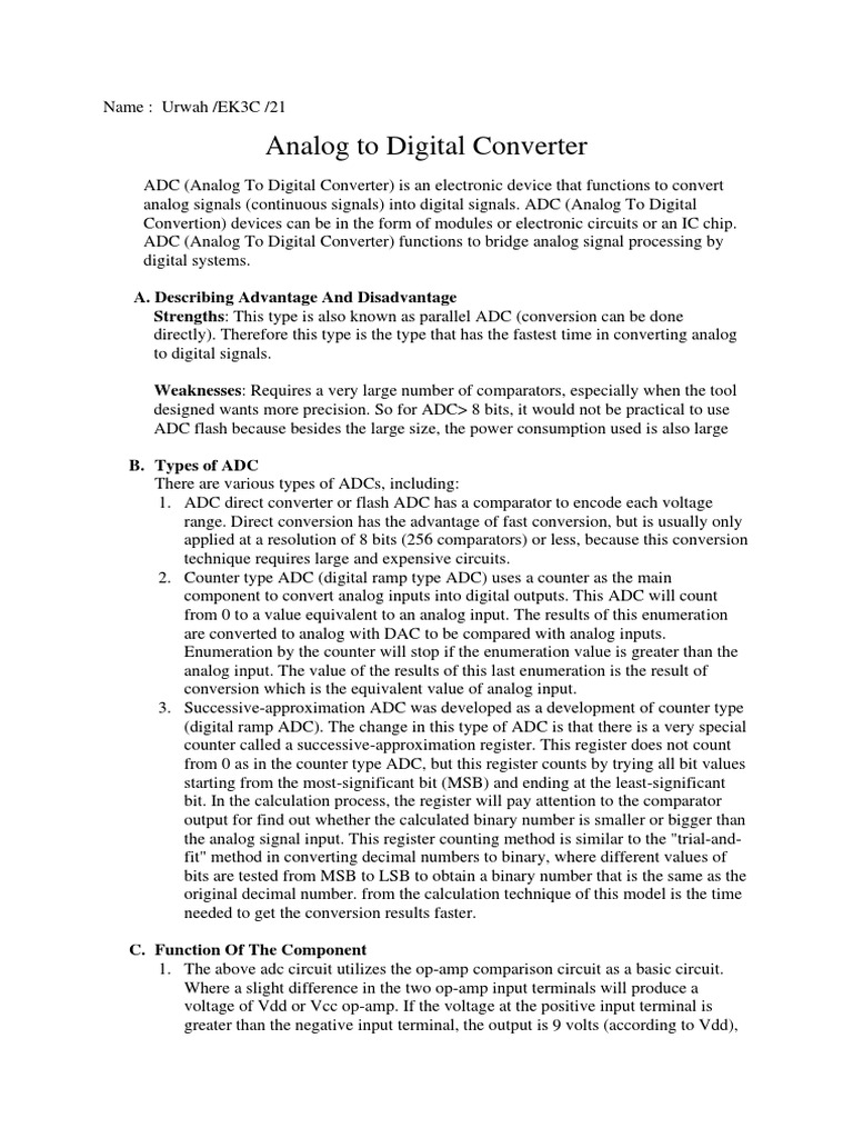 Analog to Digital Converter Overview | PDF | Analogue Electronics ...