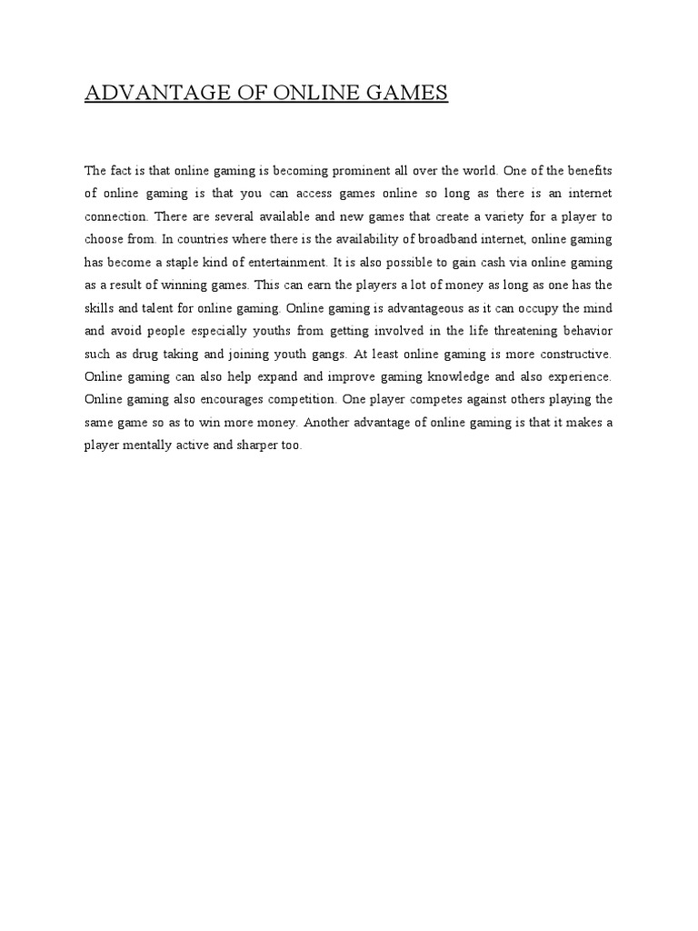Online Gaming: Skills & Benefits | PDF | Video Game Gameplay | Game Design