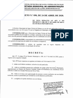 20decreto090 - Dá Nova Redação Ao Art. 4º Do Decreto N. 086, de 17 de Abril de 2020 e Dá Outras Providências