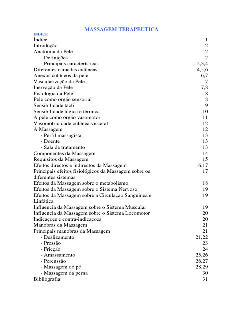 Anatomia e Efeitos da Massagem Terapeutica | PDF | Pele | Epiderme