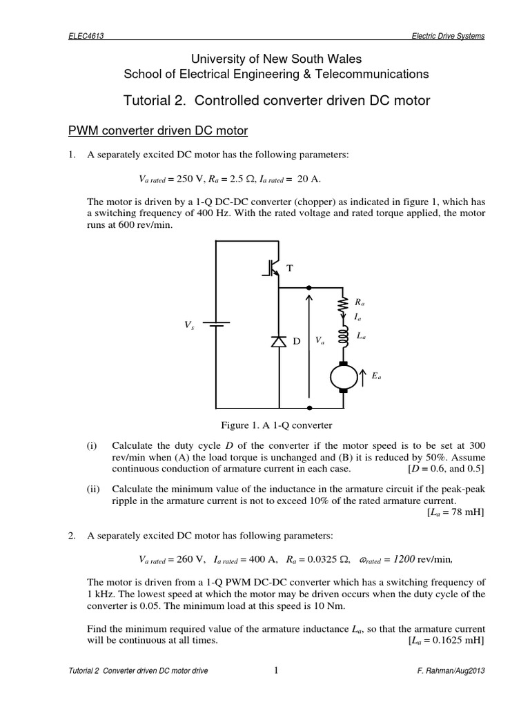 Tutorial 2 - Controlled Converter Driven DC Motor PDF | PDF | Electric ...