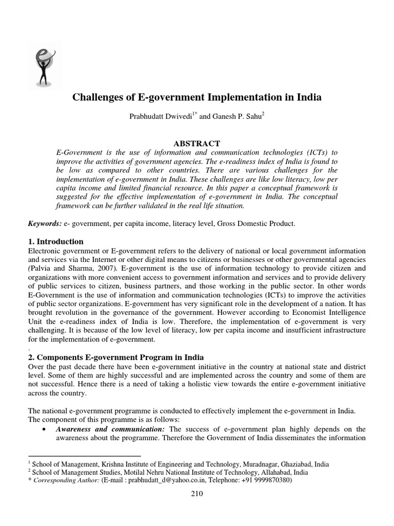 E-Government Challenges in India | PDF | E Government | Literacy