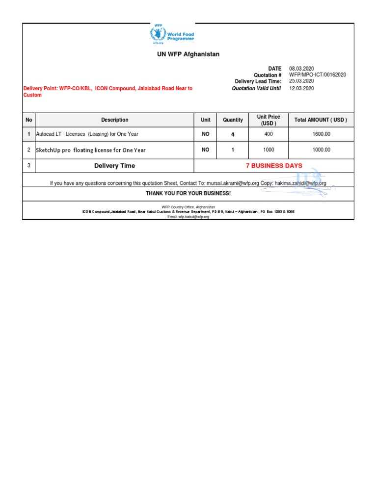 WFP Quotation for Software Licenses | PDF | Intellectual Works | Computing