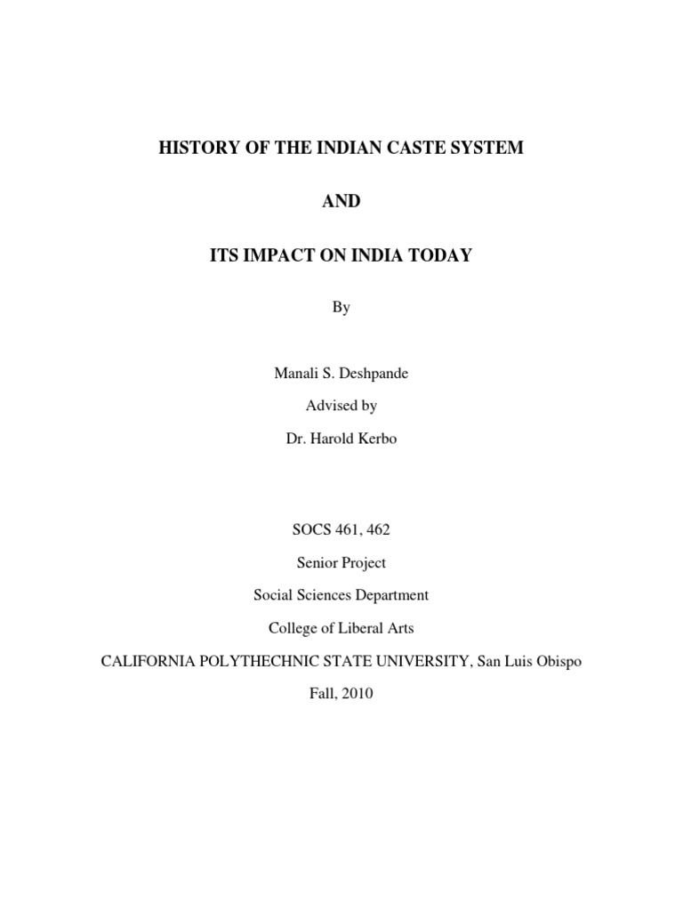 History of The Indian Caste System and Its Impact On India Today PDF ...