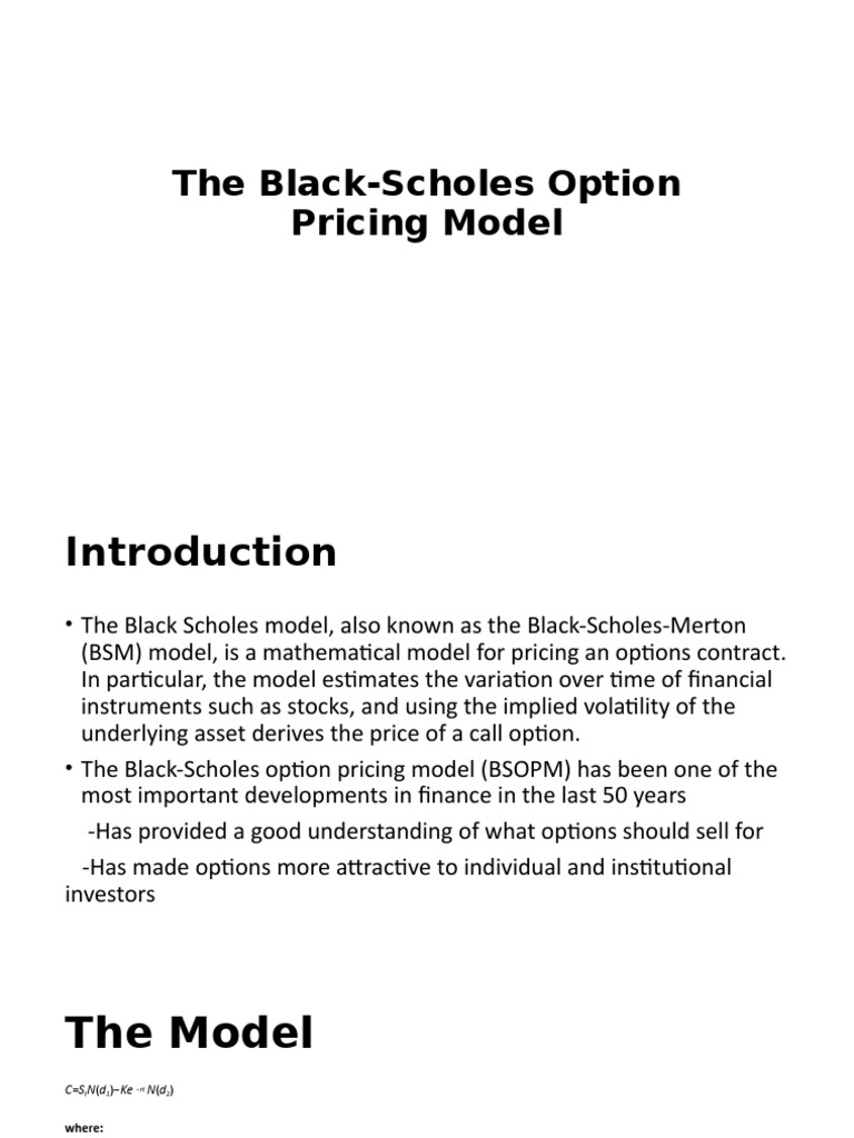Black-Scholes Option Pricing Overview | PDF | Business | Finance ...