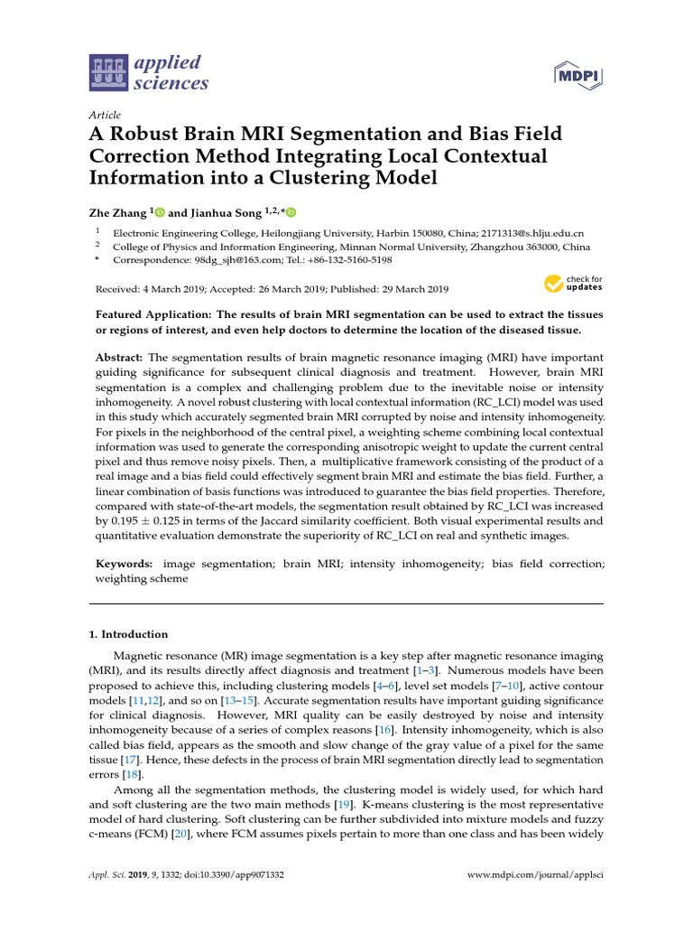 A Robust Brain MRI Segmentation and Bias Field Cor PDF | PDF | Image ...