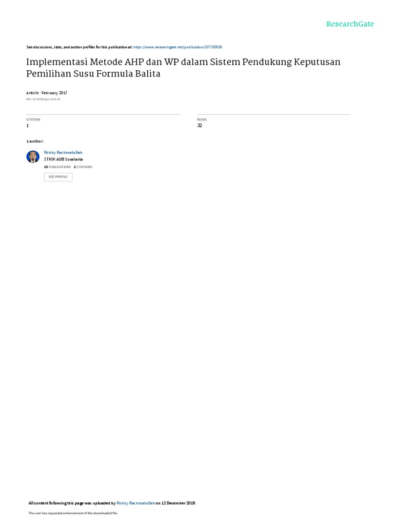 Implementasi Metode AHP Dan WP Dalam Sistem Pendukung Keputusan ...