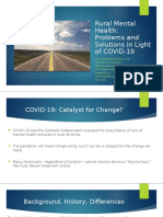 Rural Mental Health: Problems and Solutions in Light of COVID-19