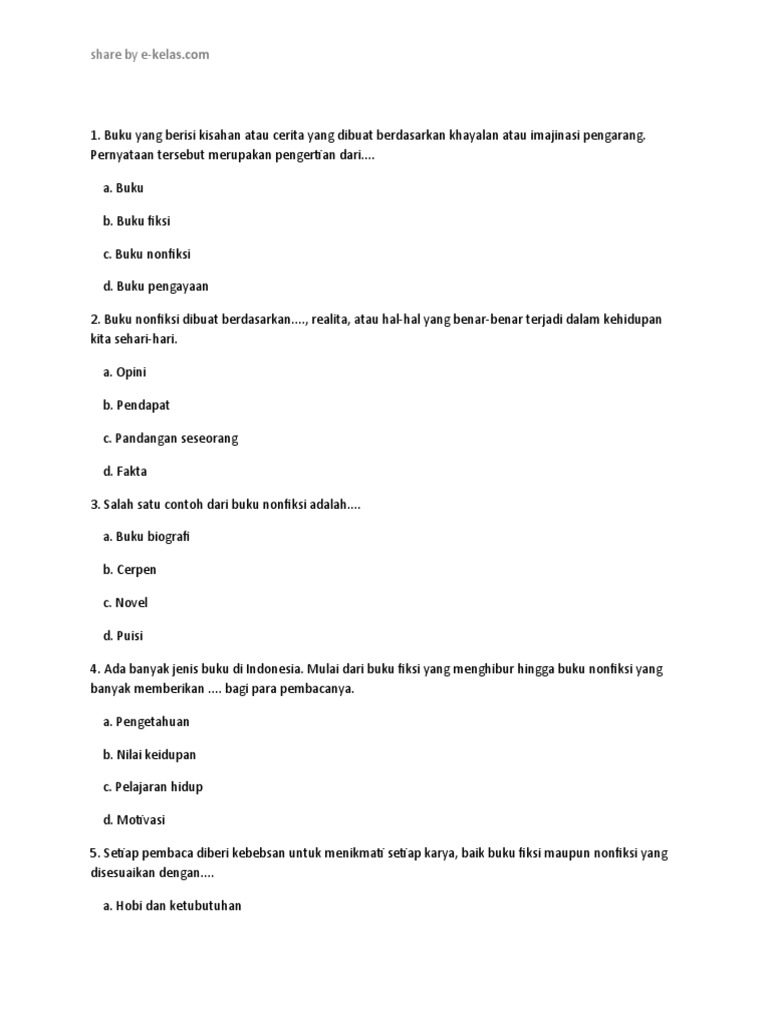 Soal Buku Fiksi Dan Nonfiksi Pdf