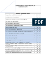 Personal Emergency Evacuation Plan Questionnaire: Y N NA