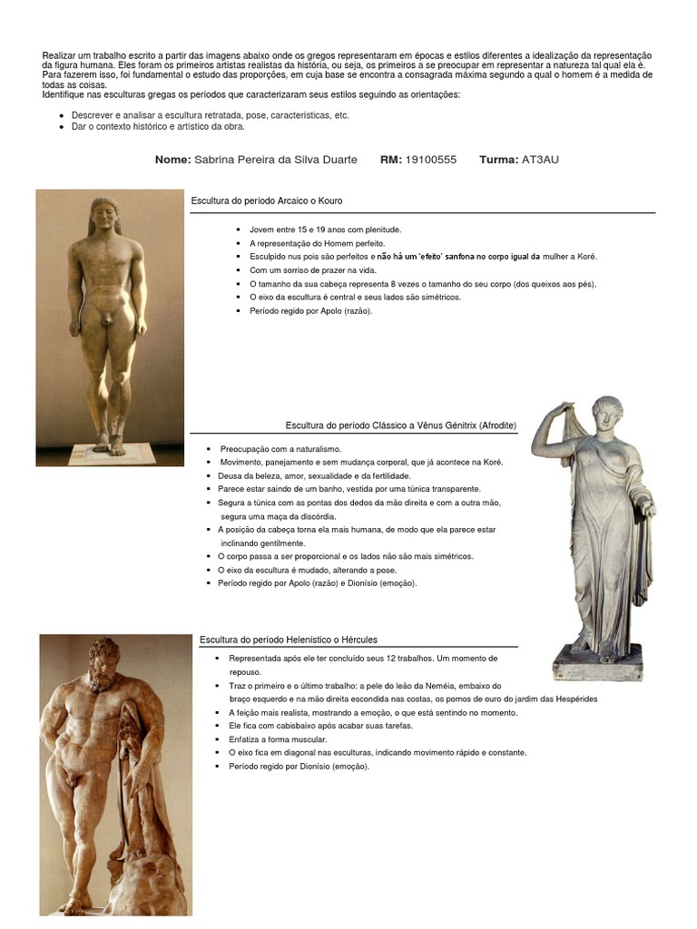 Esculturas Gregas: Estilos e Análise | PDF | Escultura | Artes (geral)