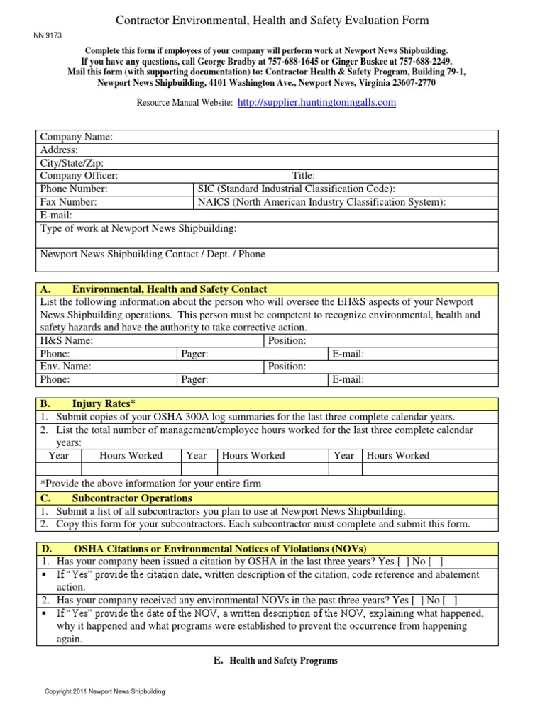 Appendix03 - HSE Evaluation - Form | PDF | Prevention | Occupational ...