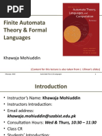 Finite Automata Theory & Formal Languages: Khawaja Mohiuddin