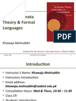 Finite Automata Theory & Formal Languages: Khawaja Mohiuddin