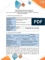 Guia de actividades y rubrica de evaluacion - Fase 3 - Valorar los riesgos del proyecto del grupo