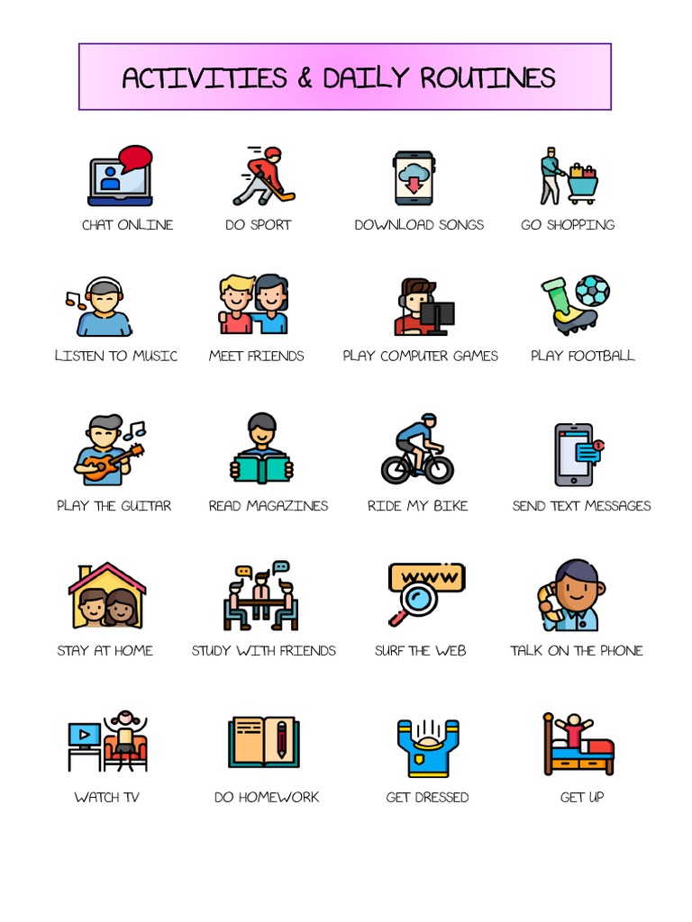 Activities and Daily Routines Vocab PDF