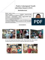 The St. Pedro Calungsod Youth Leadership Award 2019: Nomination Form