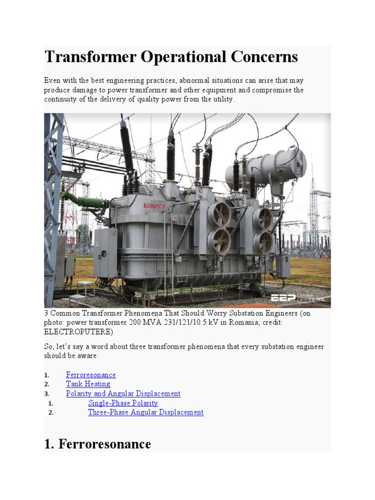 Key Transformer Operational Issues | PDF | Transformer | Components