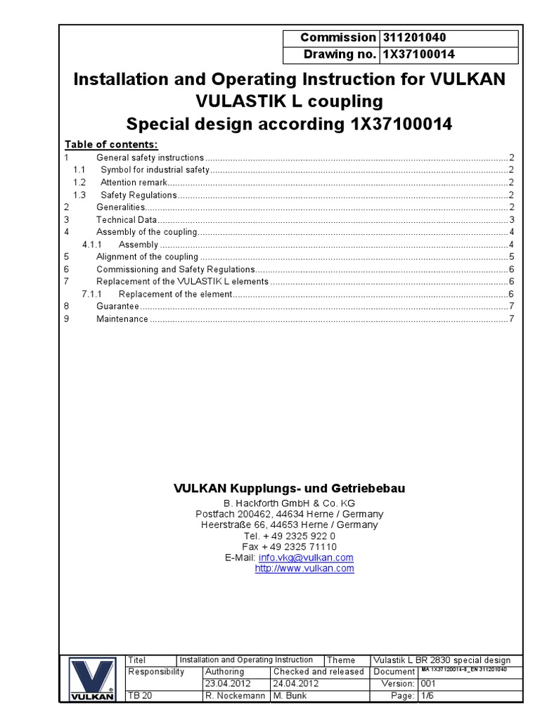 COUPLING (PTOMMEE) VULASTIK L 845kW 955 RPM | PDF | Mechanical ...