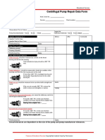 Centrifugal Pump Repair Data Form: Performed By: Date