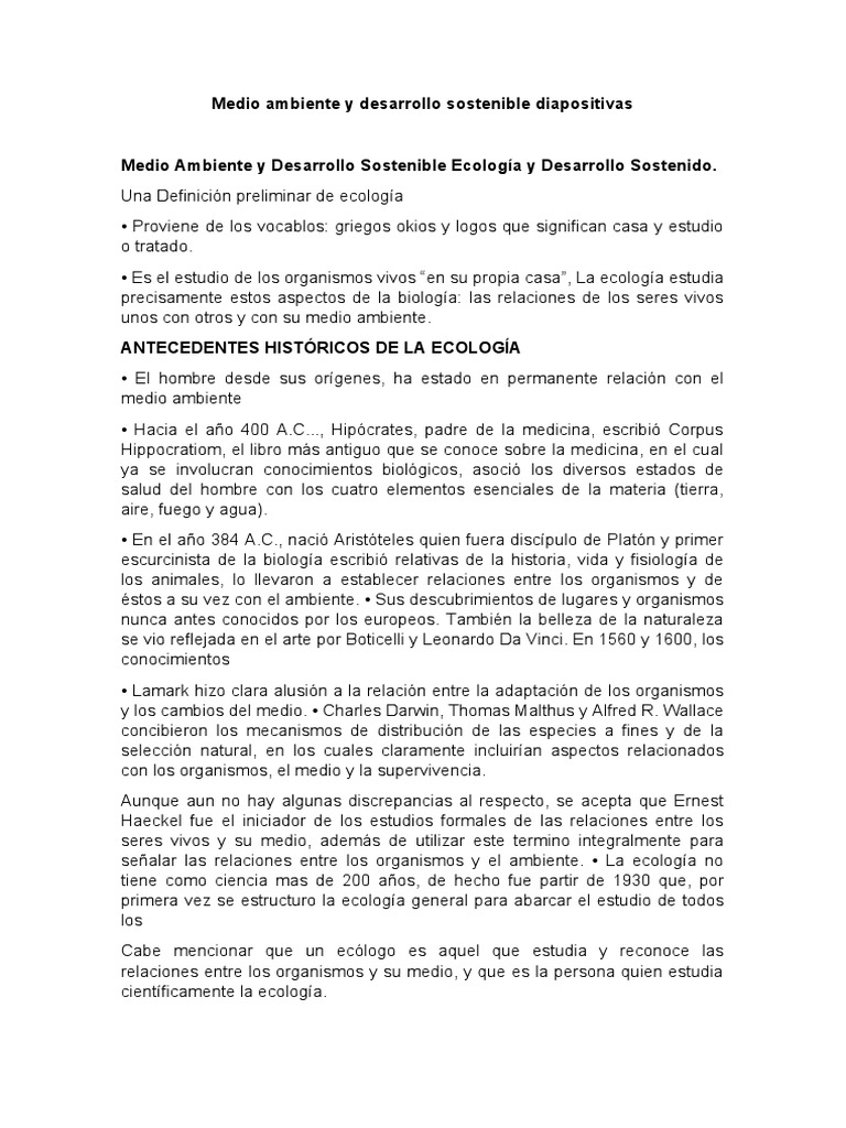 Ecología y Desarrollo Sostenible | PDF | Ecología | Entorno natural