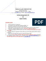 Indian Law Institute: Online Assignment-III On Cyber Crimes