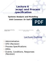 DFD (Recap) and Process Specification: Systems Analysis and Modelling Unit Convener: DR Saif Dewan