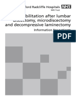 Rehabilitation After Lumbar Discectomy, Microdiscectomy and Decompressive Laminectomy
