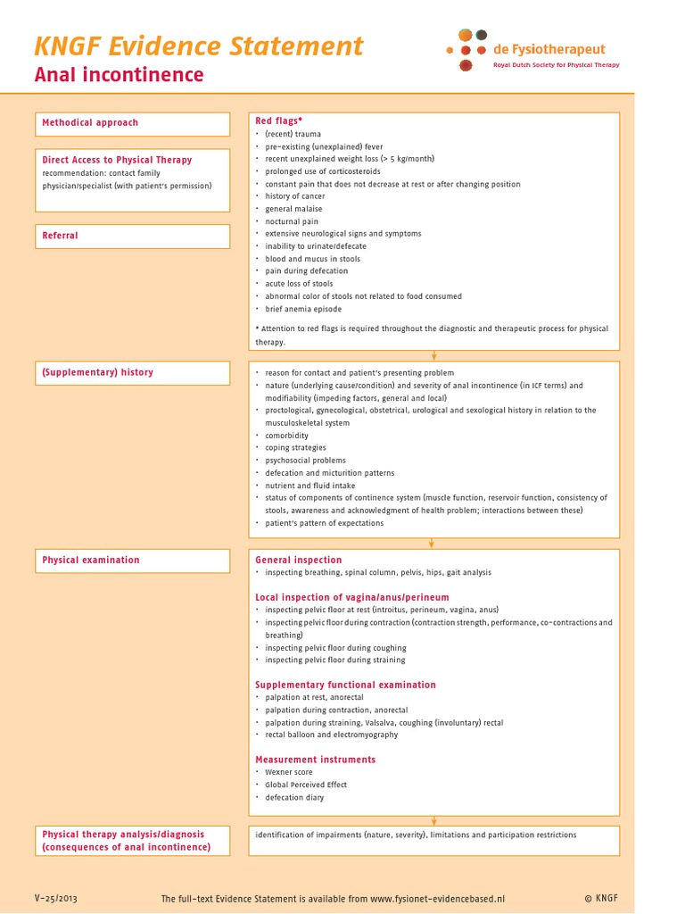 KNGF Evidence Statement: Anal Incontinence | PDF | Urinary Incontinence ...