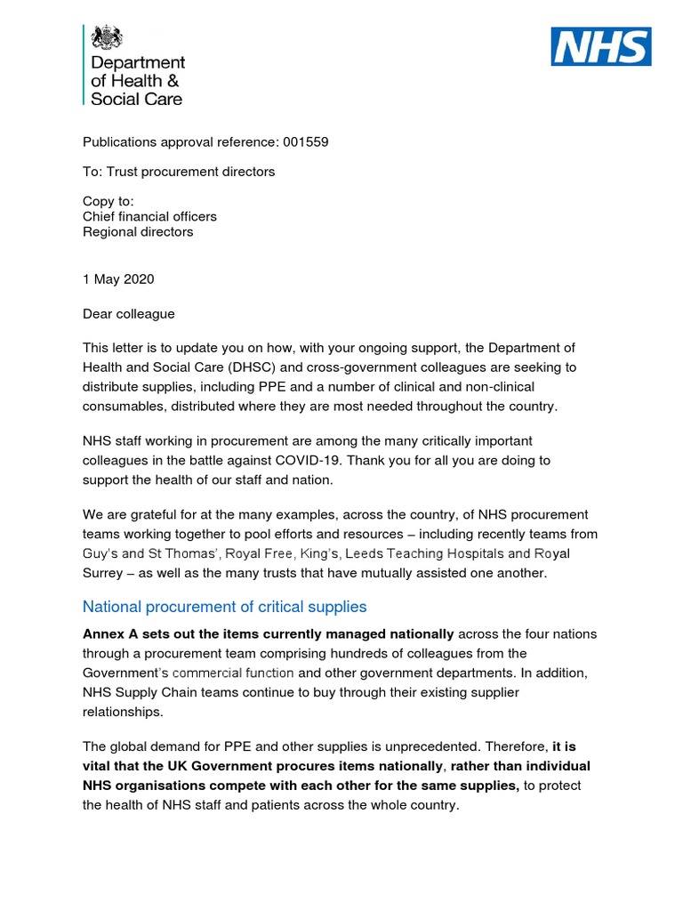 C0423Letter to Procurement Leads Centralising Procurement of PPE