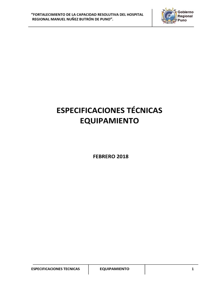 Hospital Especificaciones Tecnicas Equipamiento, PDF, Impresora  (Computación)