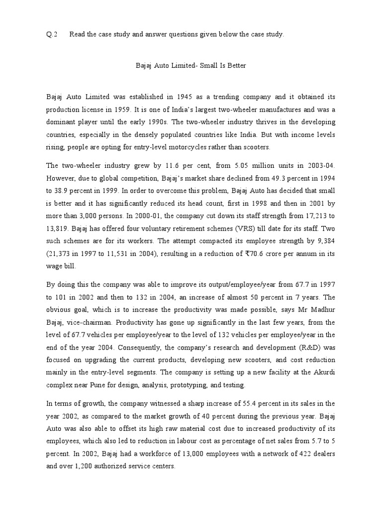 Case Study Bajaj Pdf Economies Economics