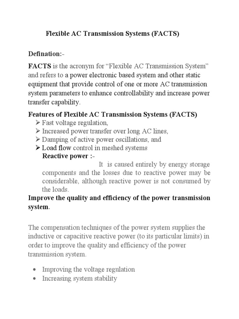 Flexible AC Transmission Systems | PDF | Electric Power