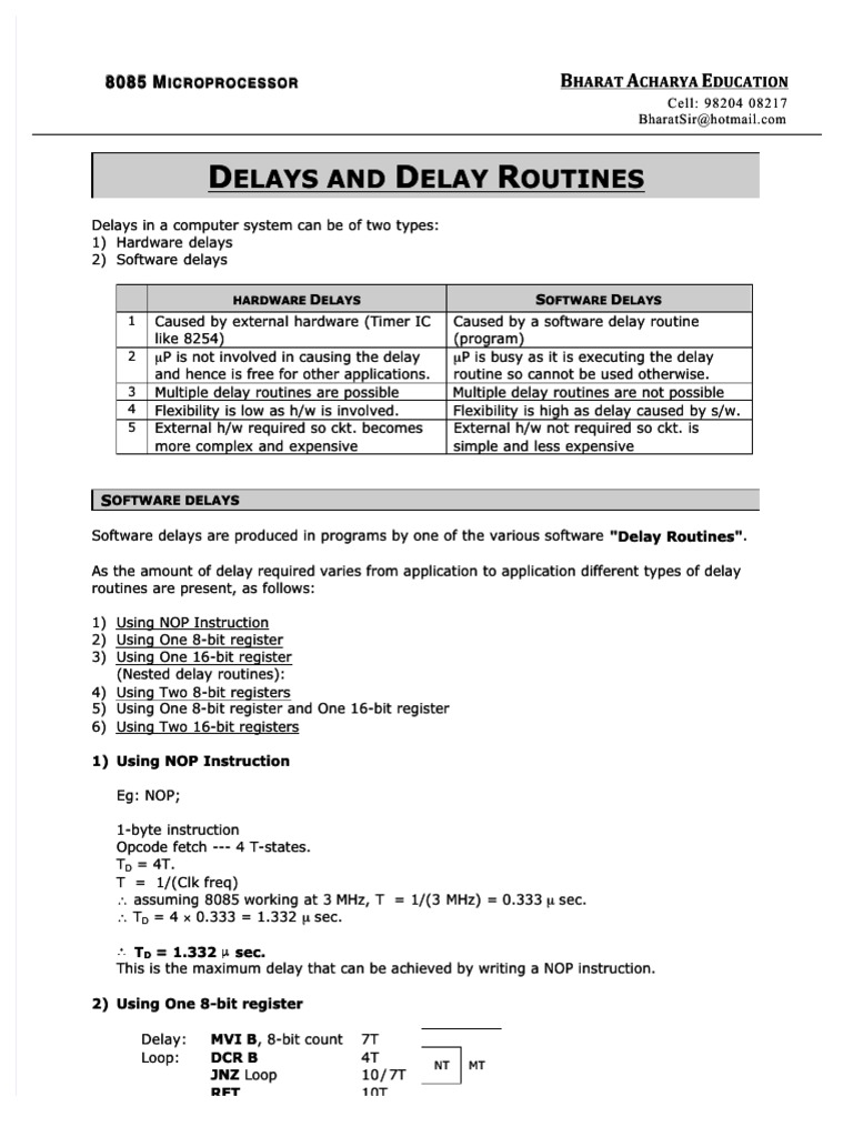 8085 Microprocessor Delay Guide | PDF | Electronic Engineering ...