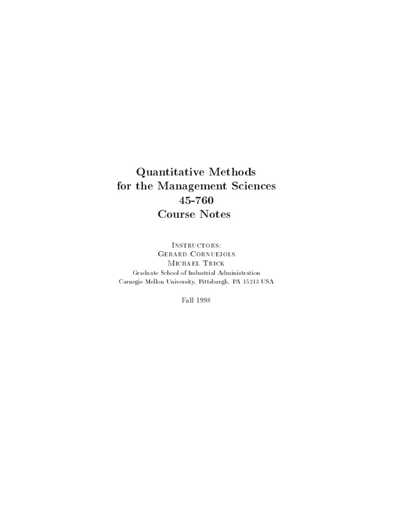 Quantitative Methods For Management Sciences | PDF