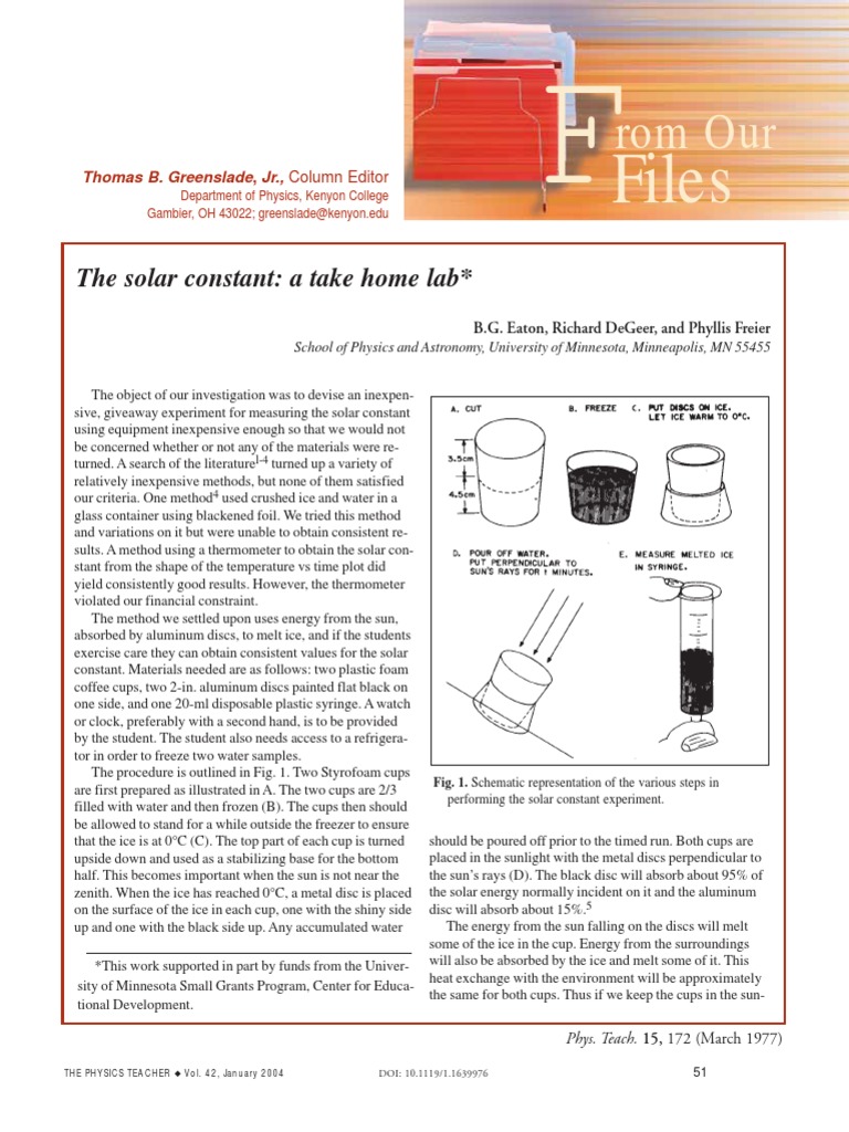 Measuring the Solar Constant Experiment | PDF | Ice | Sun
