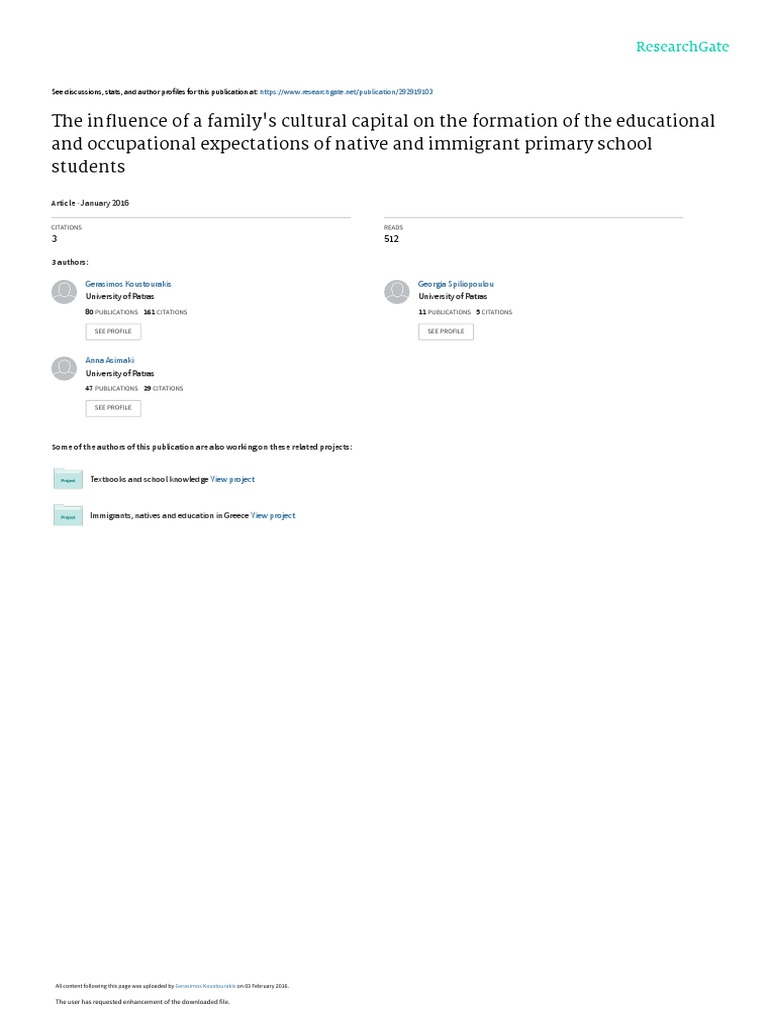 Cultural Capital's Impact on Students | PDF | Questionnaire ...