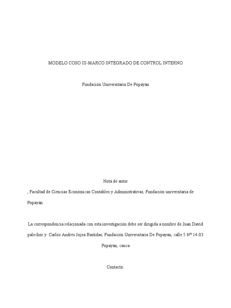 Modelo Coso Iii - Marco Integrado de Control Interno | PDF ...