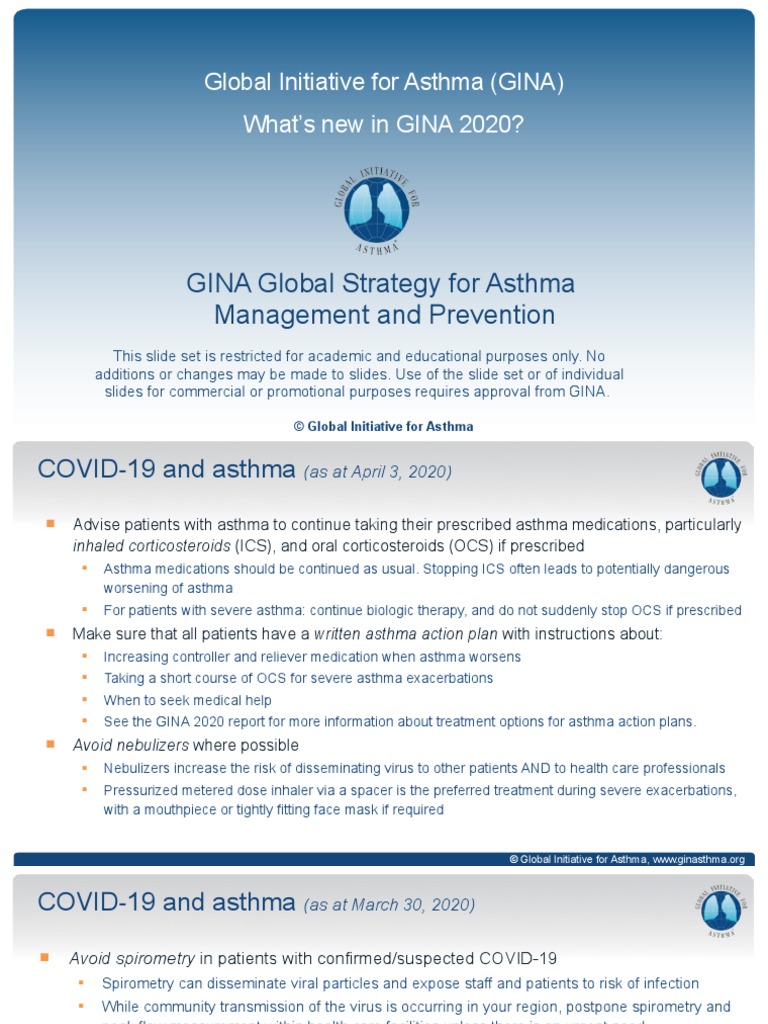 Global Initiative For Asthma (GINA) What's New in GINA 2020? PDF